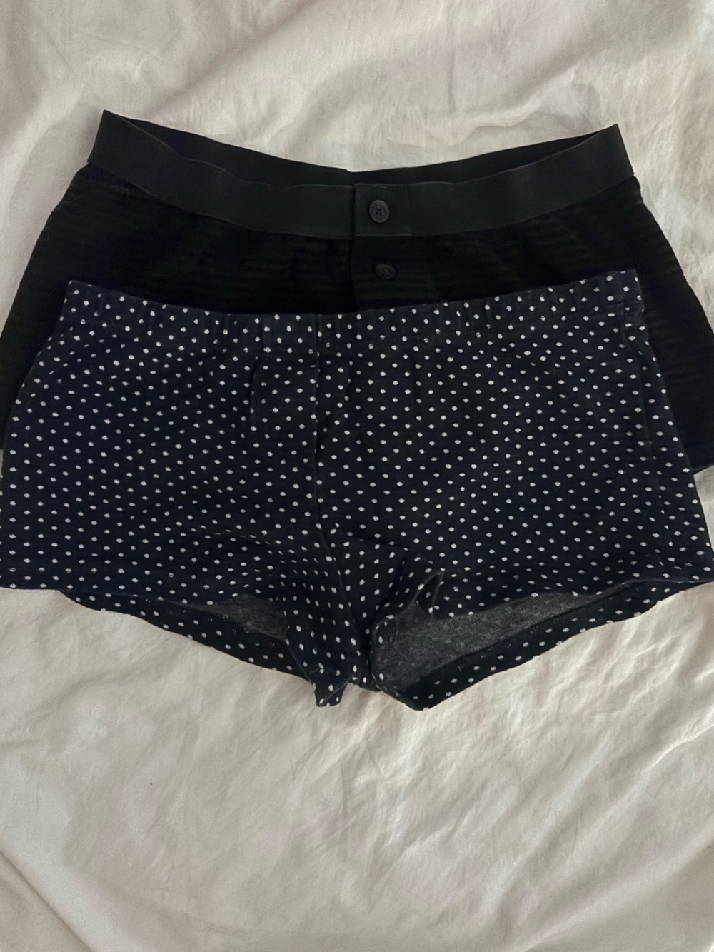 BUNDLE Brandy Melville Navy Polka Dot & Black Stripped Shorts Set
